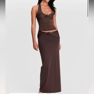 Sasha Therese Chocolate Brown Skirt Set